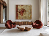 Caribbean Sunrise Square I by Roque Silva. Shown as extra-large giant wall art in a modern living room. Available as an archival giclee rolled canvas, fine art paper, or poster print. SKU 12125a.