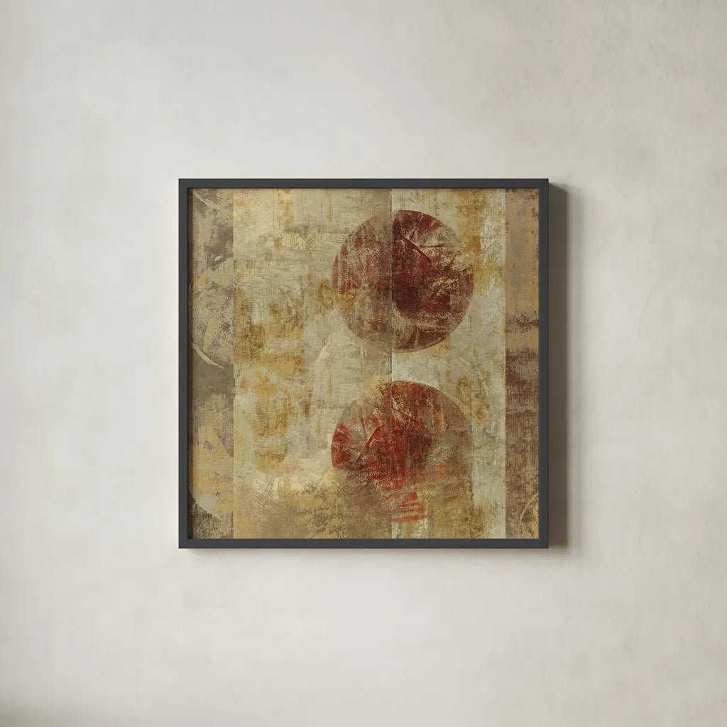 Caribbean Sunrise Square III by Roque Silva. Shown in a sleek black glass frame for a contemporary gallery look. Available as an archival giclee rolled canvas, fine art paper, or poster print. SKU 12165a.