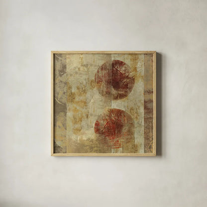 Caribbean Sunrise Square III by Roque Silva. Shown in a natural wood glass frame for a timeless modern aesthetic. Available as an archival giclee rolled canvas, fine art paper, or poster print. SKU 12165a.