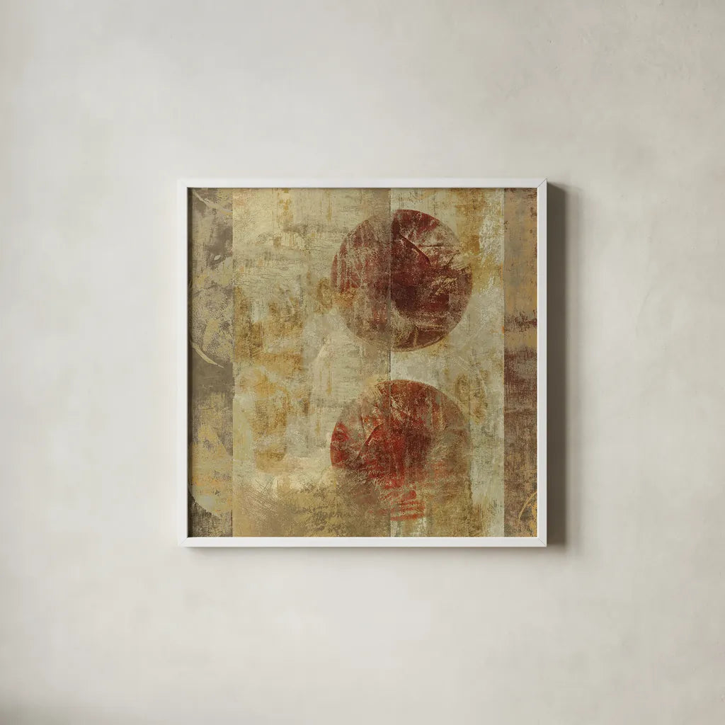 Caribbean Sunrise Square III by Roque Silva. Shown in a crisp white glass frame for a clean and minimalist style. Available as an archival giclee rolled canvas, fine art paper, or poster print. SKU 12165a.