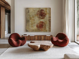 Caribbean Sunrise Square III by Roque Silva. Shown as extra-large giant wall art in a modern living room. Available as an archival giclee rolled canvas, fine art paper, or poster print. SKU 12165a.