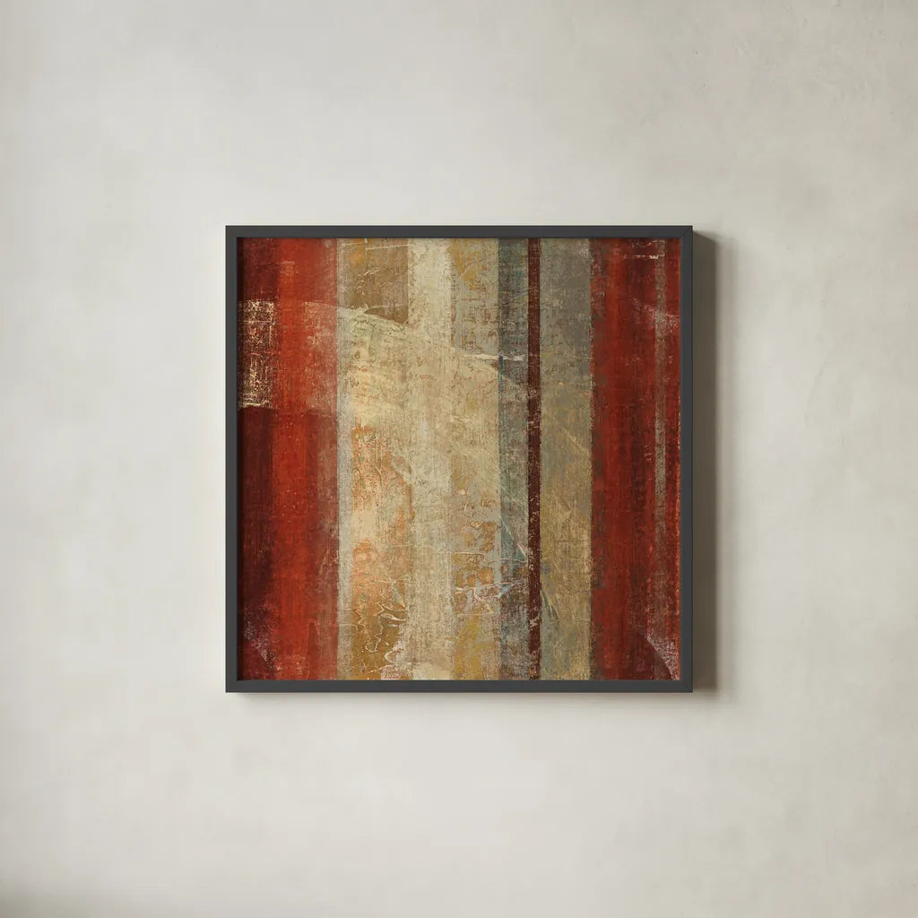 Kuna Square by Roque Silva. Shown in a sleek black glass frame for a contemporary gallery look. Available as an archival giclee rolled canvas, fine art paper, or poster print. SKU 11753a.