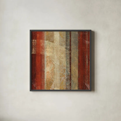 Kuna Square by Roque Silva. Shown in a sleek black glass frame for a contemporary gallery look. Available as an archival giclee rolled canvas, fine art paper, or poster print. SKU 11753a.