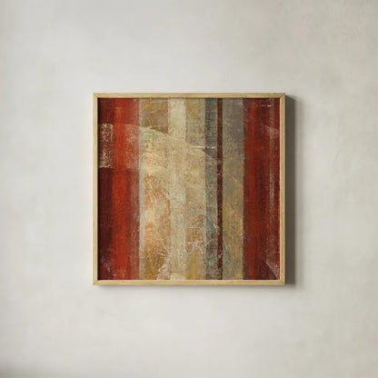 Kuna Square by Roque Silva. Shown in a natural wood glass frame for a timeless modern aesthetic. Available as an archival giclee rolled canvas, fine art paper, or poster print. SKU 11753a.