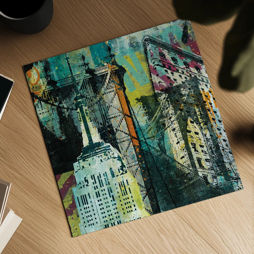 NY Graffiti by Roque Silva. Shown as a detailed flat fine art print, highlighting archival giclee quality. Available as an archival giclee rolled canvas, fine art paper, or poster print. SKU 11567a.