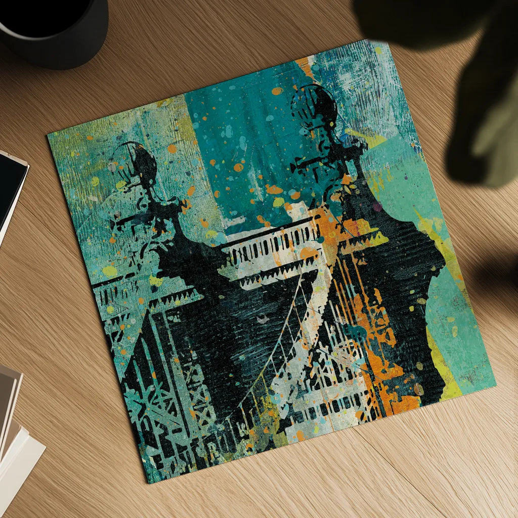 NY Graffiti Bridge by Roque Silva. Shown as a detailed flat fine art print, highlighting archival giclee quality. Available as an archival giclee rolled canvas, fine art paper, or poster print. SKU 42464a.