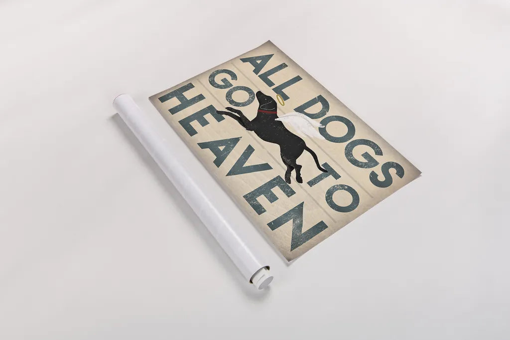 All Dogs Go to Heaven I by Ryan Fowler. shown as a rolled paper print. Available as archival giclee rolled canvas, fine art paper, or poster print. SKU 25083i.