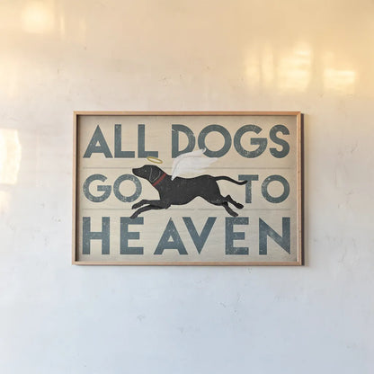All Dogs Go to Heaven I by Ryan Fowler. shown as a paper print in a natural frame. Available as a archival giclee rolled canvas, fine art paper, or poster print. SKU 25083i.