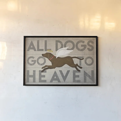 All Dogs Go to Heaven II by Ryan Fowler. shown as a paper print in a black flame. Available as a archival giclee rolled canvas, fine art paper, or poster print. SKU 25084i.