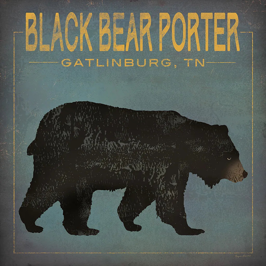 Black Bear Porter by Ryan Fowler. SKU 30843a. Archival Giclee Fine art print for wall decor.