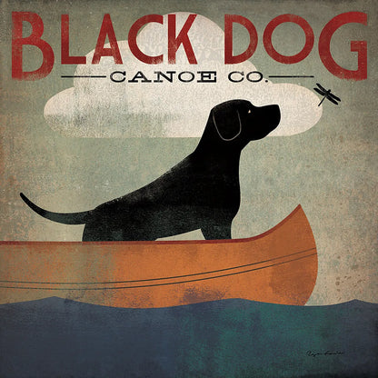Black Dog Canoe by Ryan Fowler. SKU 13207a. Archival Giclee Fine art print for wall decor.