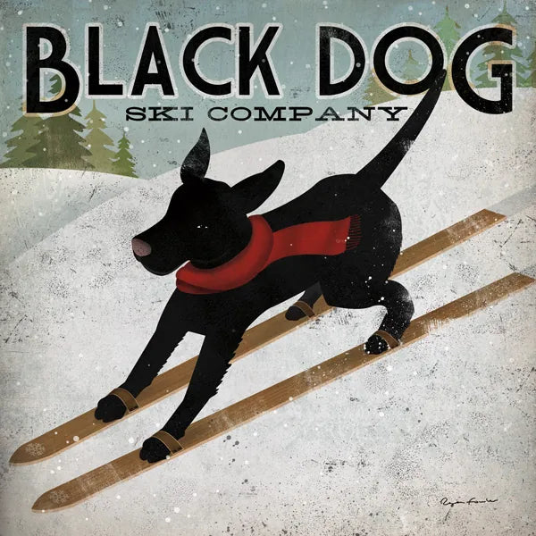 Black Dog Ski Co by Ryan Fowler. SKU 5029a. Archival Giclee Fine art print for wall decor.