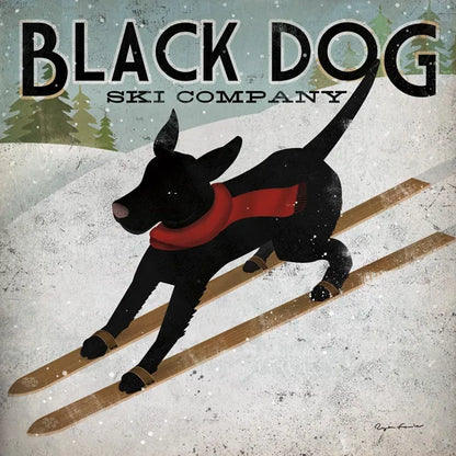 Black Dog Ski Co by Ryan Fowler. SKU 5029a. Archival Giclee Fine art print for wall decor.