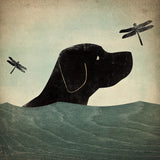 Black Dog Swim by Ryan Fowler. SKU 15624a. Archival Giclee Fine art print for wall decor.