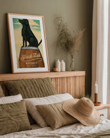 Black Lab Whiskey by Ryan Fowler. shown as a paper print in a natural frame. Available as a archival giclee rolled canvas, fine art paper, or poster print. SKU 34883h.