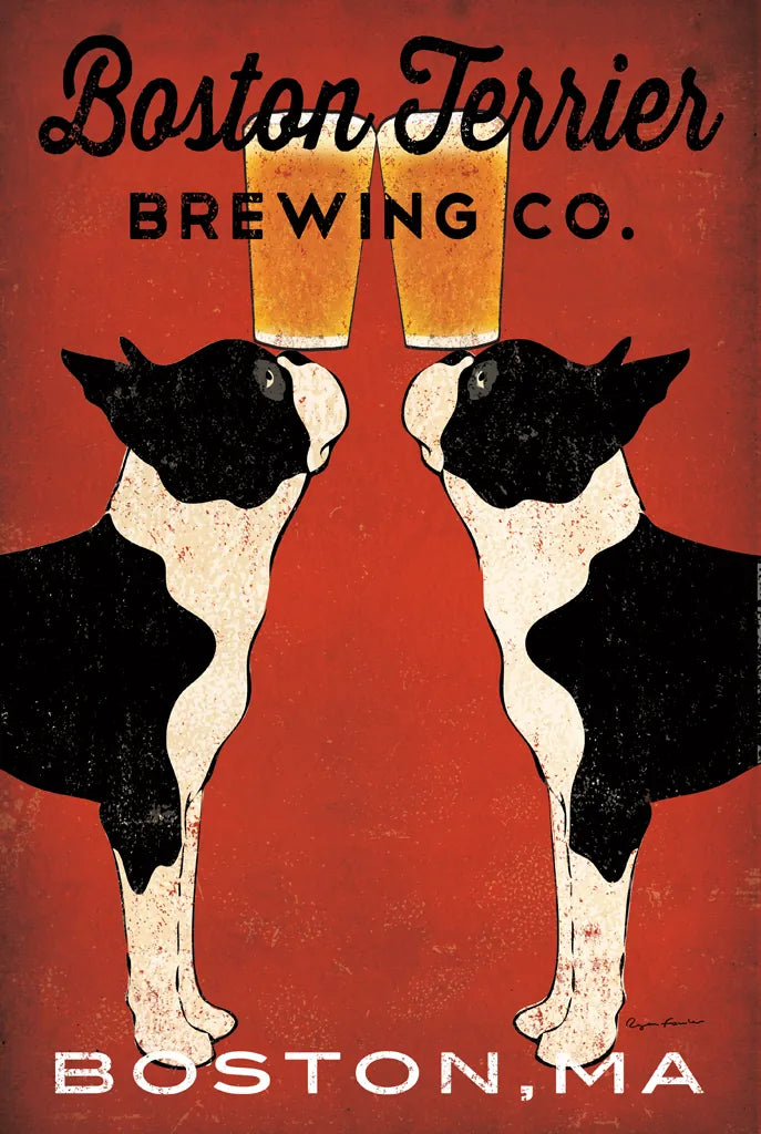Boston Terrier Brewing Co Boston by Ryan Fowler. SKU 25623h. Archival Giclee Fine art print for wall decor.