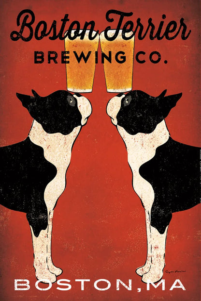 Boston Terrier Brewing Co Boston by Ryan Fowler. SKU 25623h. Archival Giclee Fine art print for wall decor.
