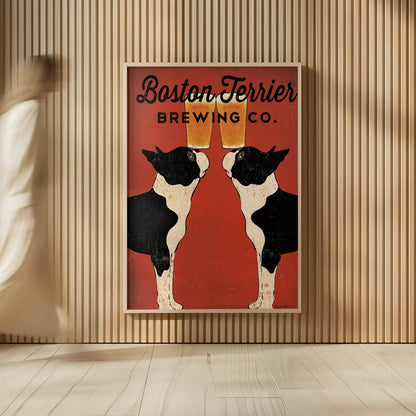Boston Terrier Brewing Co Boston by Ryan Fowler. shown as over sized large wall art. Available as an archival giclee rolled canvas, fine art paper, or poster print. SKU 25623h.