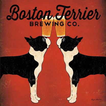 Boston Terrier Brewing Co Square by Ryan Fowler. SKU 12688a. Archival Giclee Fine art print for wall decor.