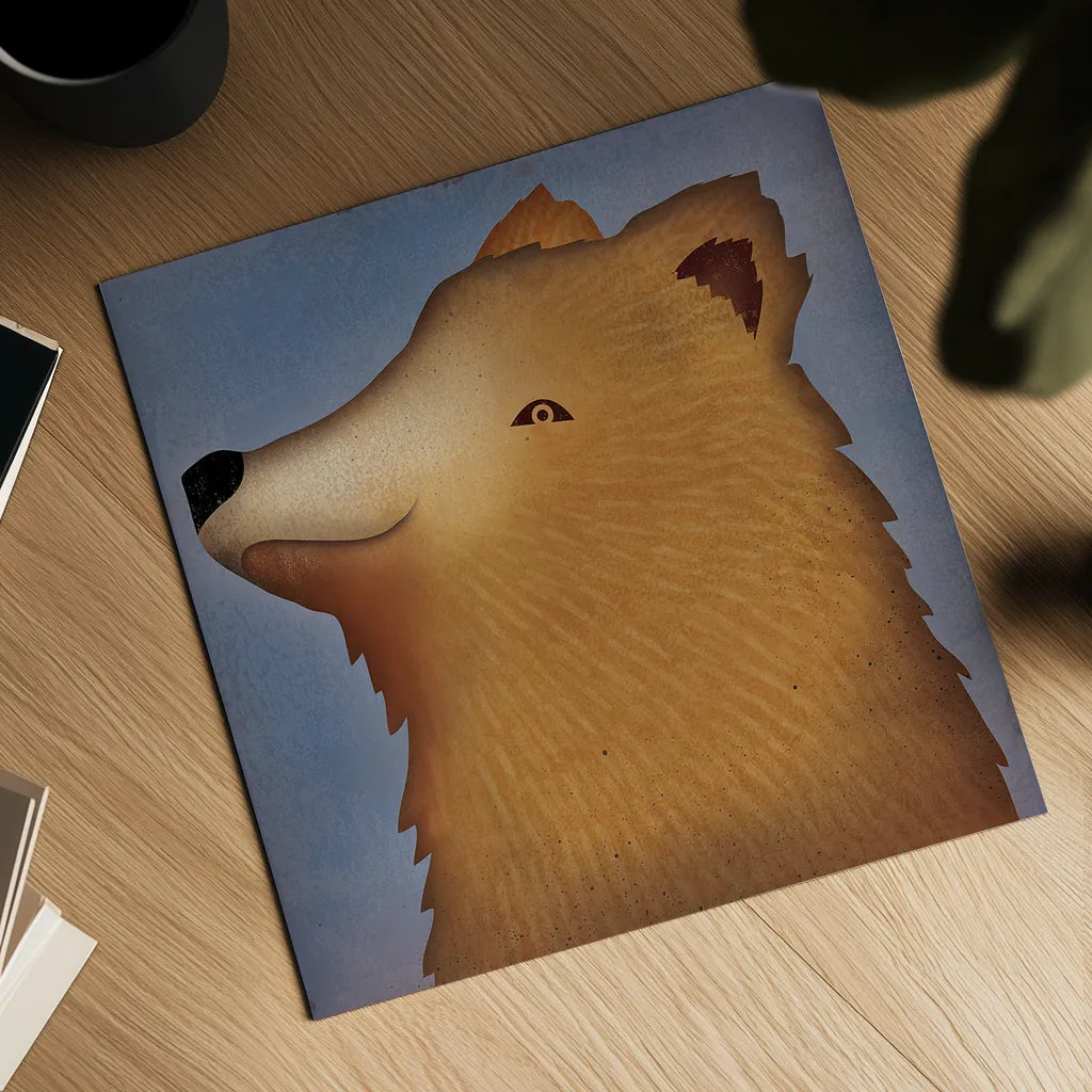 Brown Bear Wow by Ryan Fowler. Shown as a detailed flat fine art print, highlighting archival giclee quality. Available as an archival giclee rolled canvas, fine art paper, or poster print. SKU 12198a.