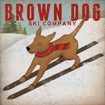 Brown Dog Ski Co by Ryan Fowler. SKU 17199a. Archival Giclee Fine art print for wall decor.