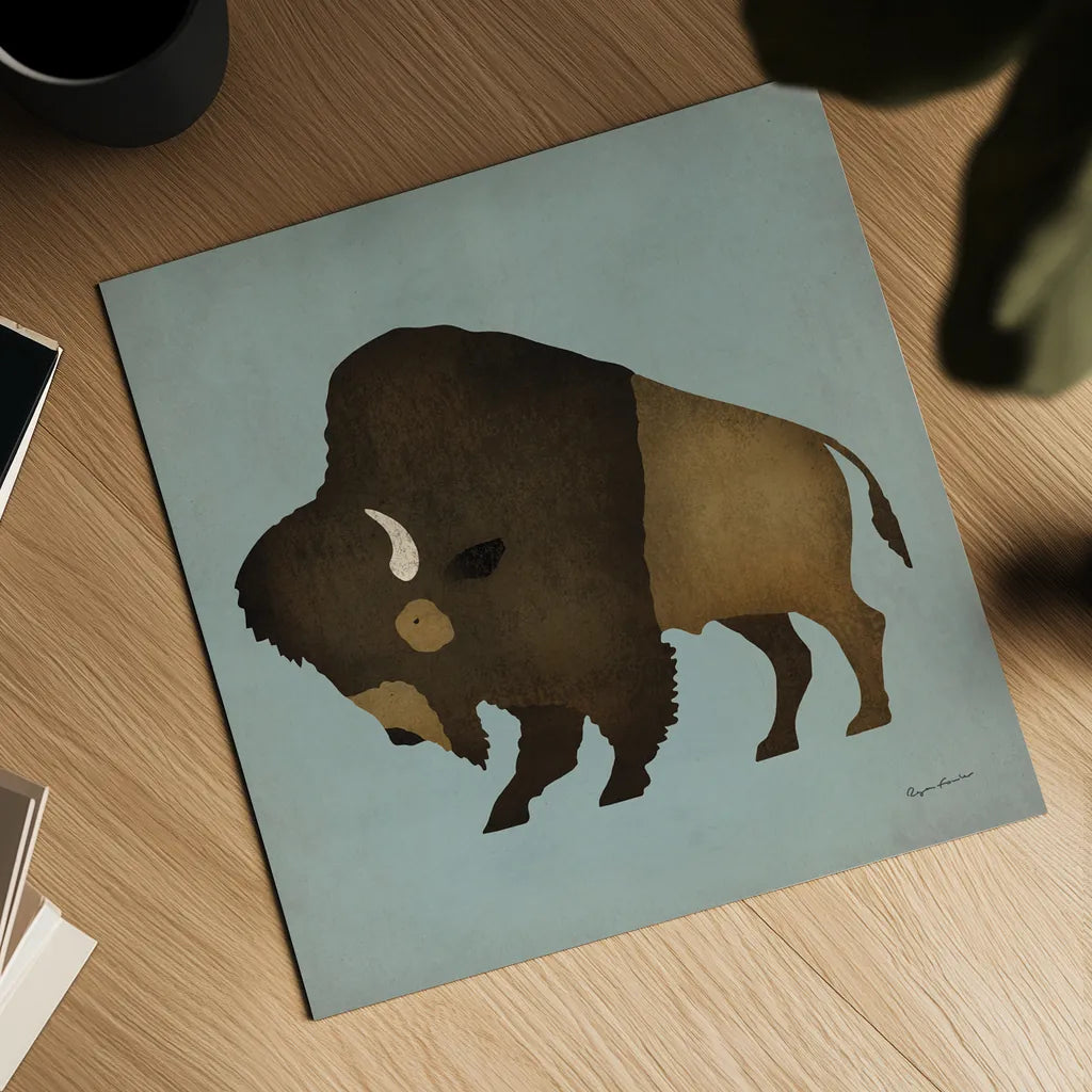 Buffalo Bison I by Ryan Fowler. Shown as a detailed flat fine art print, highlighting archival giclee quality. Available as an archival giclee rolled canvas, fine art paper, or poster print. SKU 18861a.