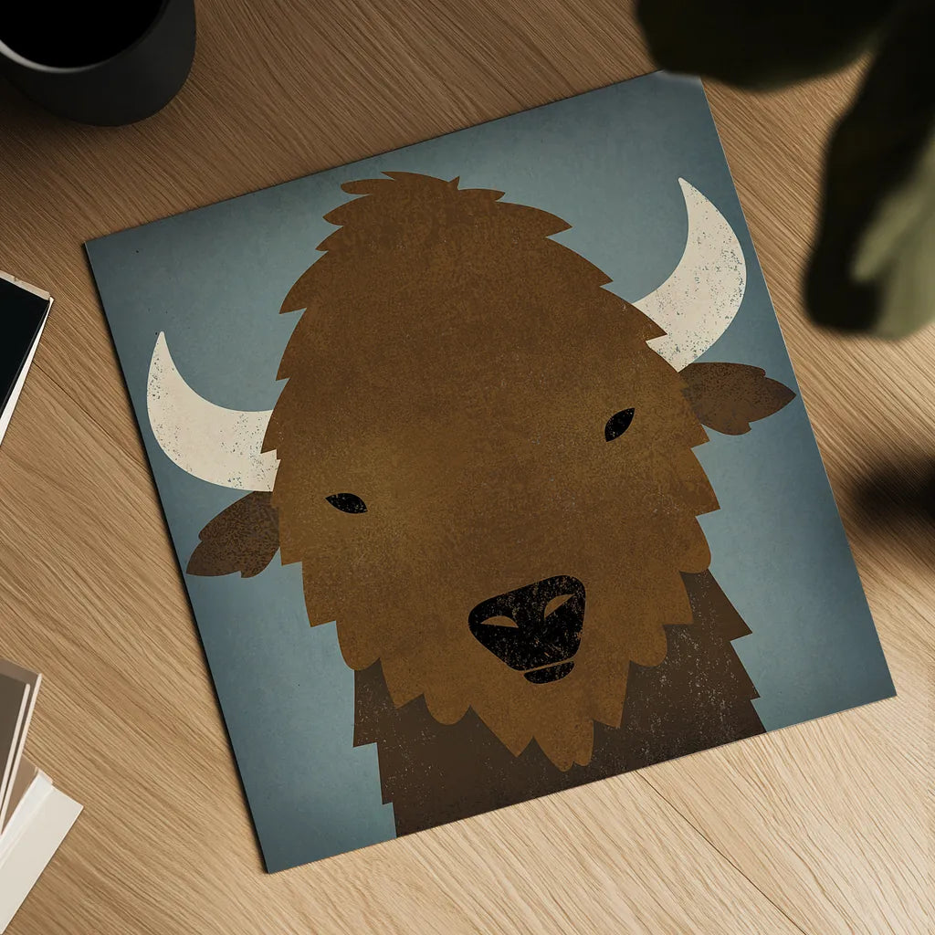 Buffalo II by Ryan Fowler. Shown as a detailed flat fine art print, highlighting archival giclee quality. Available as an archival giclee rolled canvas, fine art paper, or poster print. SKU 20811a.