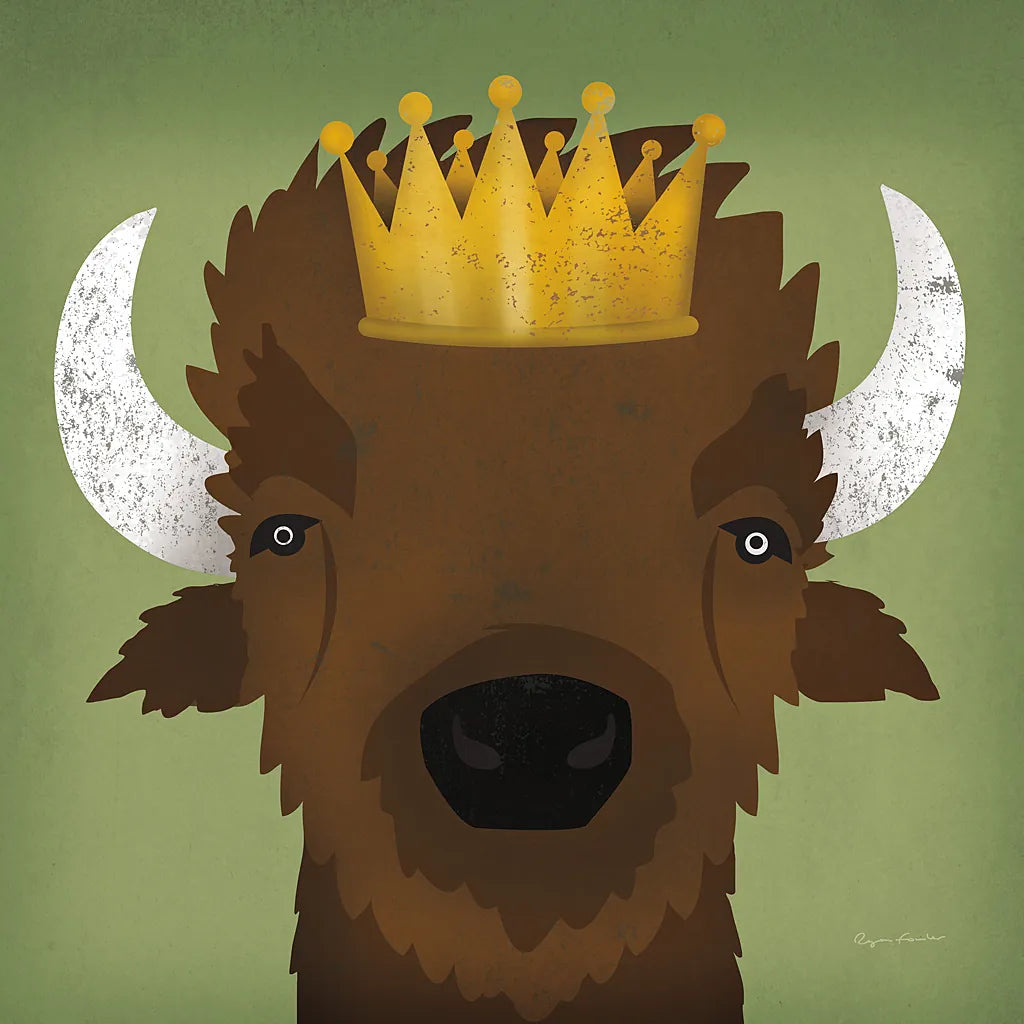 Buffalo III with Crown by Ryan Fowler. SKU 35510a. Archival Giclee Fine art print for wall decor.