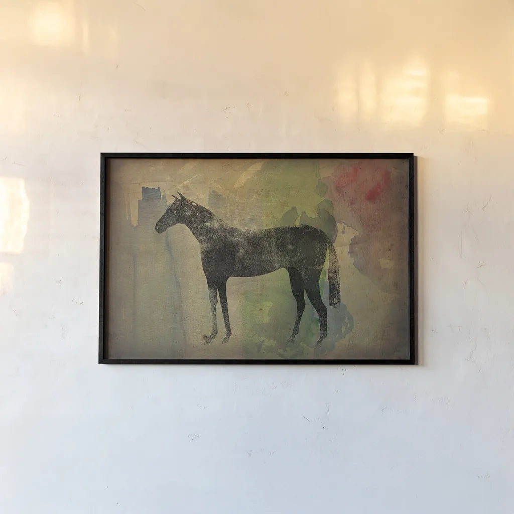 Cheval Noir v2 by Ryan Fowler. shown as a paper print in a black flame. Available as a archival giclee rolled canvas, fine art paper, or poster print. SKU 22909i.