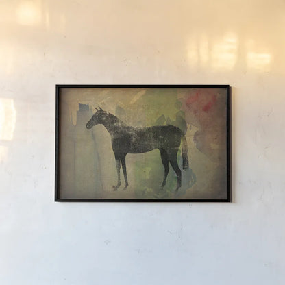Cheval Noir v2 by Ryan Fowler. shown as a paper print in a black flame. Available as a archival giclee rolled canvas, fine art paper, or poster print. SKU 22909i.