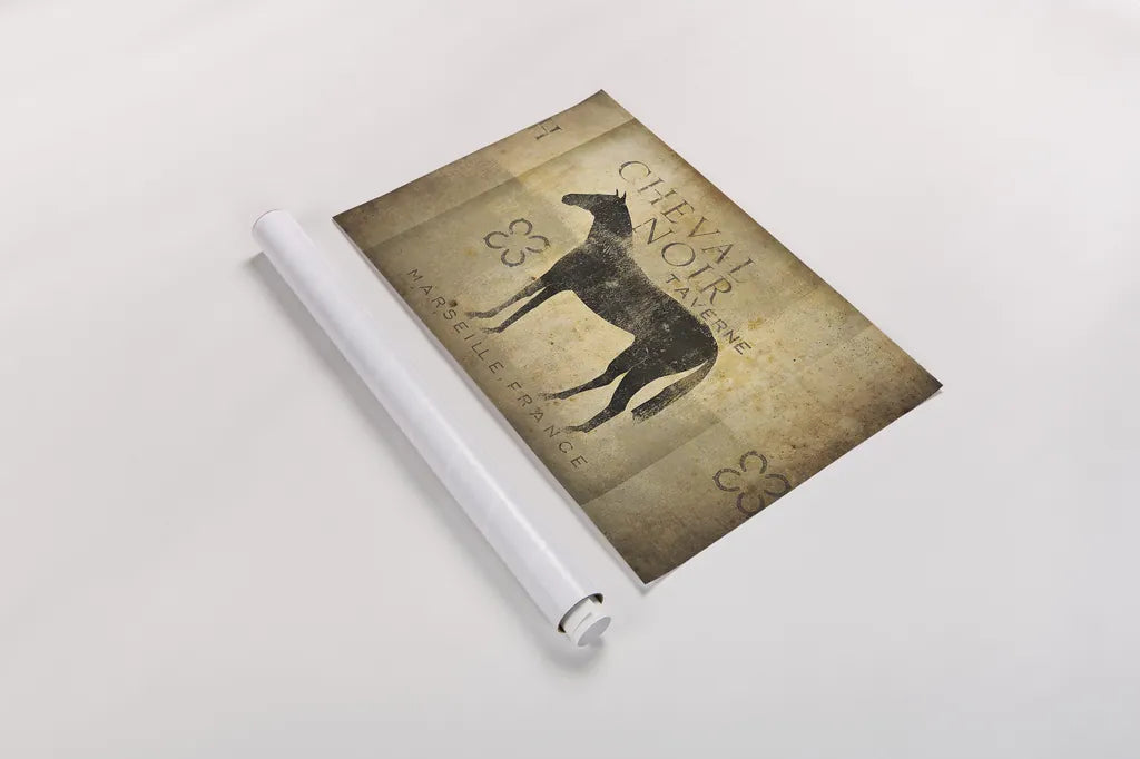 Cheval Noir v4 by Ryan Fowler. shown as a rolled paper print. Available as archival giclee rolled canvas, fine art paper, or poster print. SKU 22911i.