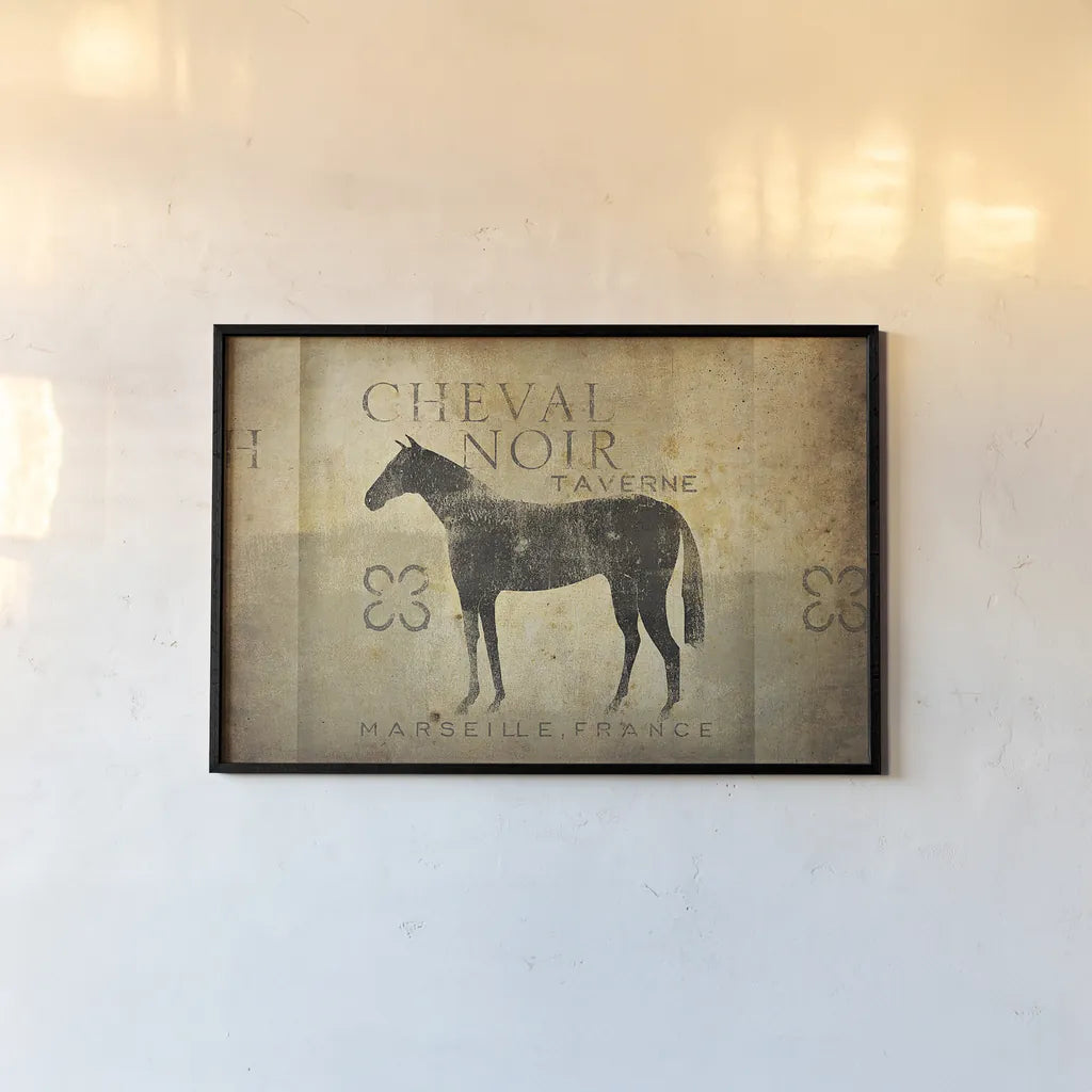 Cheval Noir v4 by Ryan Fowler. shown as a paper print in a black flame. Available as a archival giclee rolled canvas, fine art paper, or poster print. SKU 22911i.