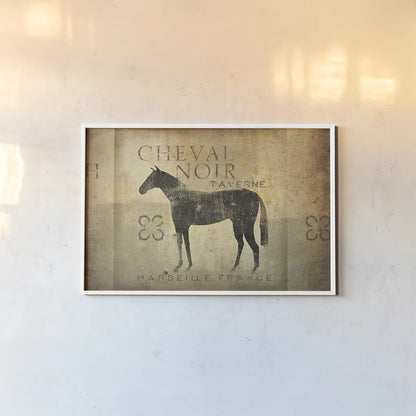 Cheval Noir v4 by Ryan Fowler. shown as a paper print in a white frame. Available as a archival giclee rolled canvas, fine art paper, or poster print. SKU 22911i.