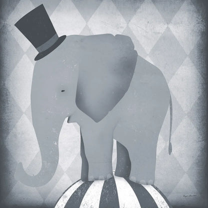 Circus Elephant Gray by Ryan Fowler. SKU 49896a. Archival Giclee Fine art print for wall decor.
