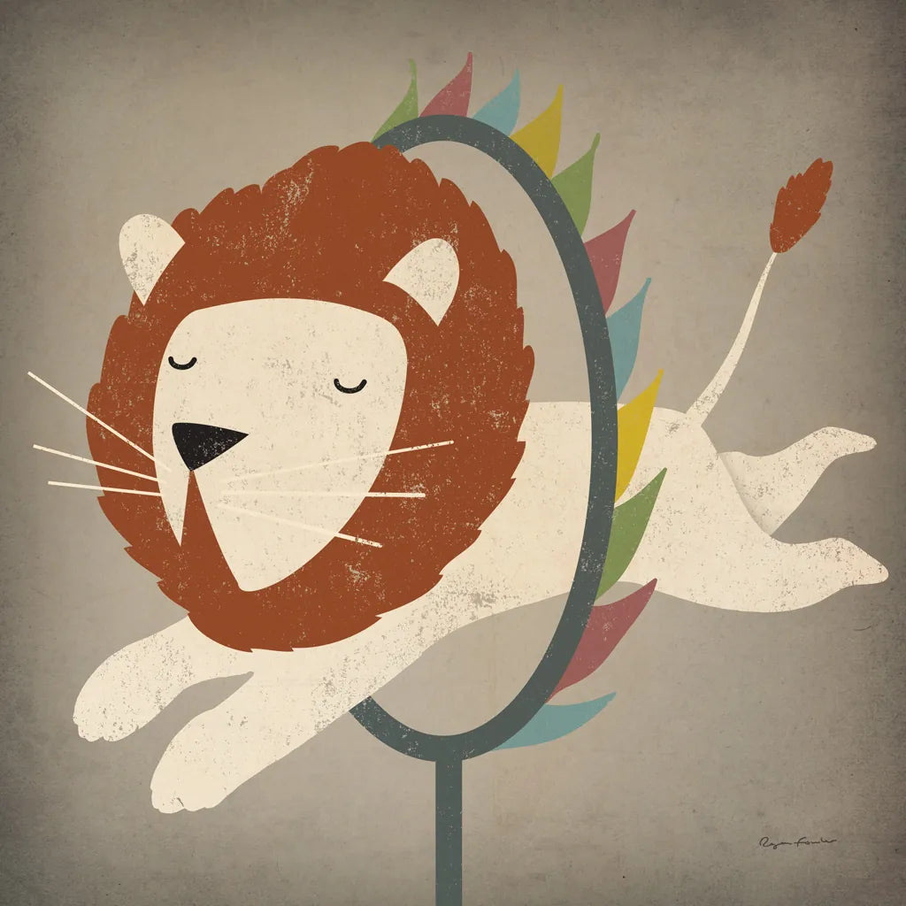 Circus Lion by Ryan Fowler. SKU 21522a. Archival Giclee Fine art print for wall decor.