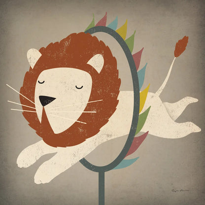 Circus Lion by Ryan Fowler. SKU 21522a. Archival Giclee Fine art print for wall decor.