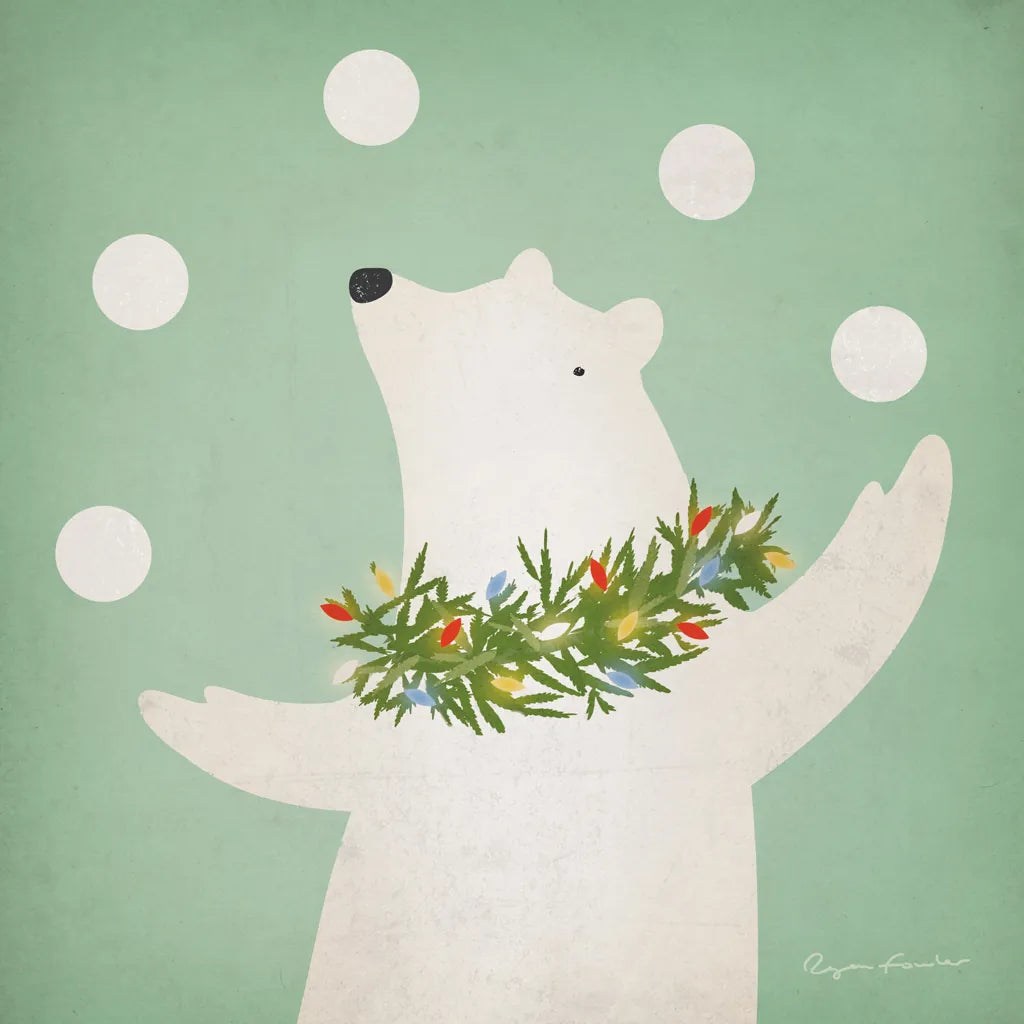Circus Polar Bear by Ryan Fowler. SKU 74536a. Archival Giclee Fine art print for wall decor.