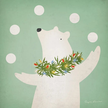 Circus Polar Bear by Ryan Fowler. SKU 74536a. Archival Giclee Fine art print for wall decor.