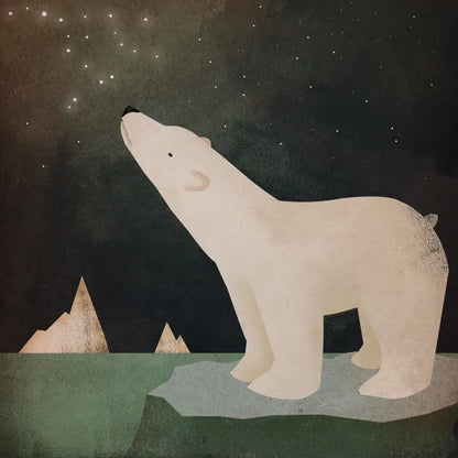 Constellations Polar Bear by Ryan Fowler. SKU 12353a. Archival Giclee Fine art print for wall decor.
