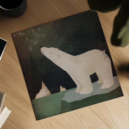 Constellations Polar Bear by Ryan Fowler. Shown as a detailed flat fine art print, highlighting archival giclee quality. Available as an archival giclee rolled canvas, fine art paper, or poster print. SKU 12353a.