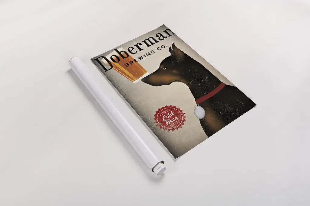 Doberman Brewing Company by Ryan Fowler. shown as a rolled paper print. Available as archival giclee rolled canvas, fine art paper, or poster print. SKU 22889h.