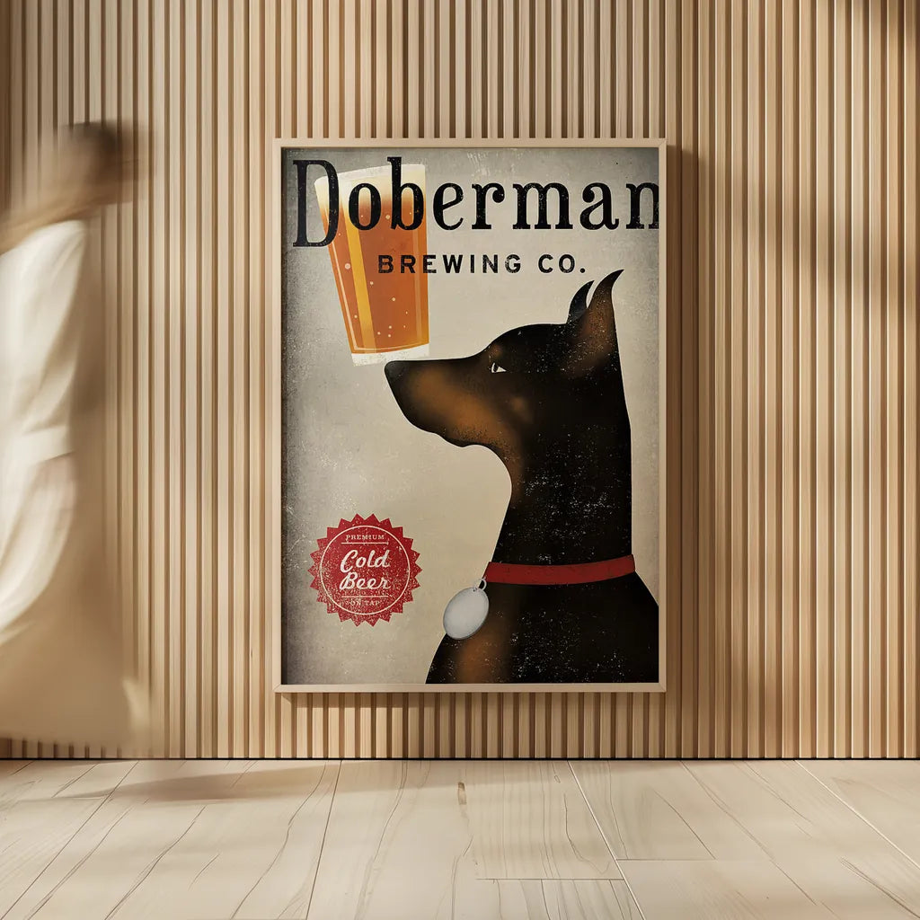 Doberman Brewing Company by Ryan Fowler. shown as over sized large wall art. Available as an archival giclee rolled canvas, fine art paper, or poster print. SKU 22889h.