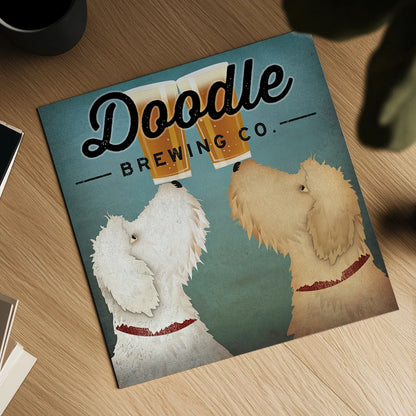 Doodle Beer Double by Ryan Fowler. Shown as a detailed flat fine art print, highlighting archival giclee quality. Available as an archival giclee rolled canvas, fine art paper, or poster print. SKU 16312a.