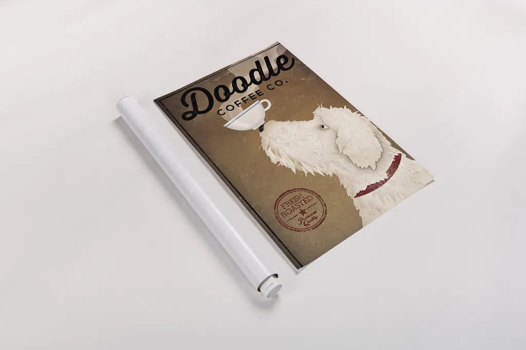 Doodle Coffee by Ryan Fowler. shown as a rolled paper print. Available as archival giclee rolled canvas, fine art paper, or poster print. SKU 16723h.