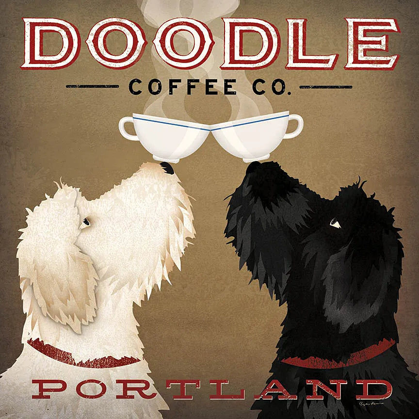 Doodle Coffee Double IV Portland by Ryan Fowler. SKU 24645a. Archival Giclee Fine art print for wall decor.