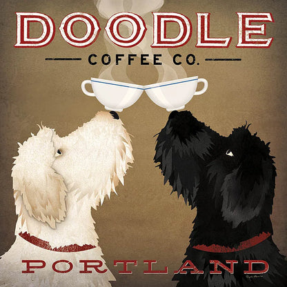 Doodle Coffee Double IV Portland by Ryan Fowler. SKU 24645a. Archival Giclee Fine art print for wall decor.