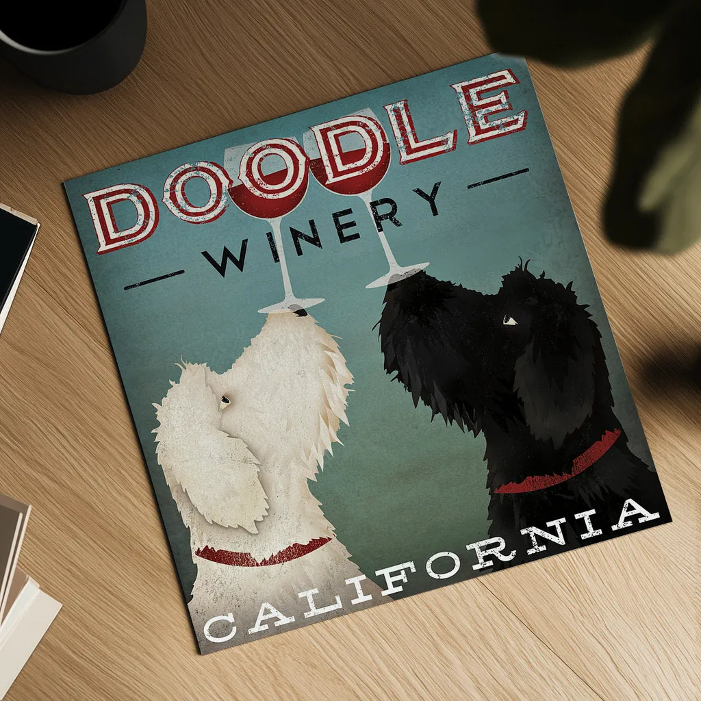 Doodle Wine by Ryan Fowler. Shown as a detailed flat fine art print, highlighting archival giclee quality. Available as an archival giclee rolled canvas, fine art paper, or poster print. SKU 15623a.