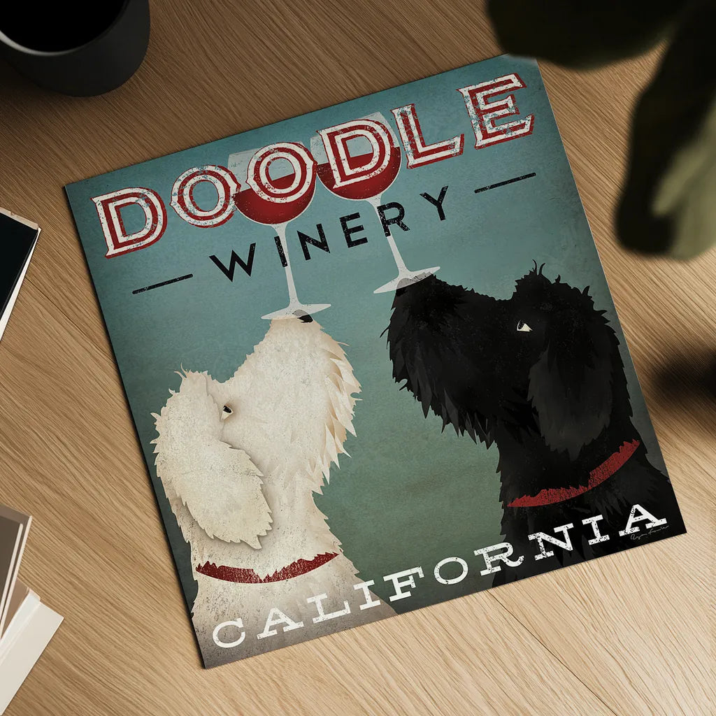 Doodle Wine by Ryan Fowler. Shown as a detailed flat fine art print, highlighting archival giclee quality. Available as an archival giclee rolled canvas, fine art paper, or poster print. SKU 15954a.