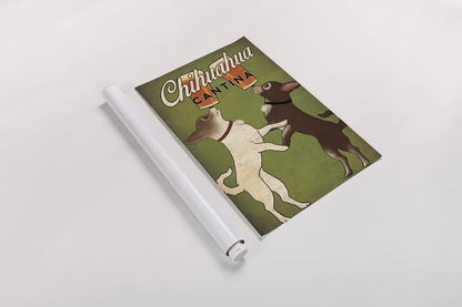 Double Chihuahua by Ryan Fowler. shown as a rolled paper print. Available as archival giclee rolled canvas, fine art paper, or poster print. SKU 31311h.