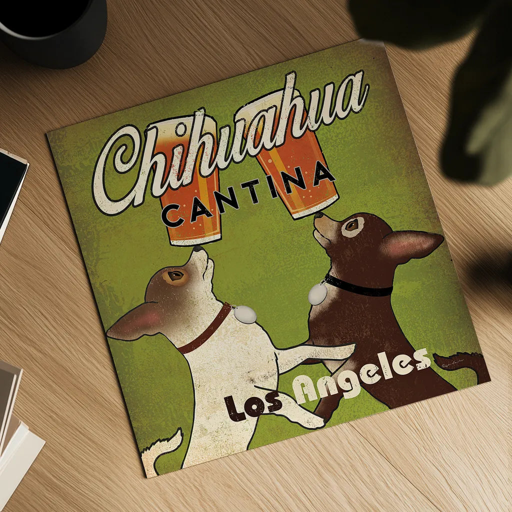 Double Chihuahua Crop Los Angeles by Ryan Fowler. Shown as a detailed flat fine art print, highlighting archival giclee quality. Available as an archival giclee rolled canvas, fine art paper, or poster print. SKU 32991a.